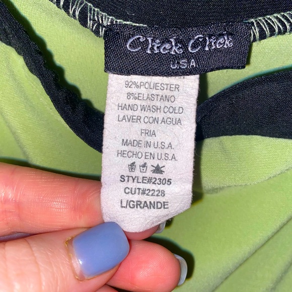 Click Click Women’s Y2K Black And Green Spaghetti Strap Tank Top - Size L - Picture 3 of 5